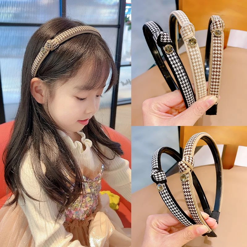 复古千鸟格发箍成人儿童发饰2024新款女童上学不勒头发卡压发头饰