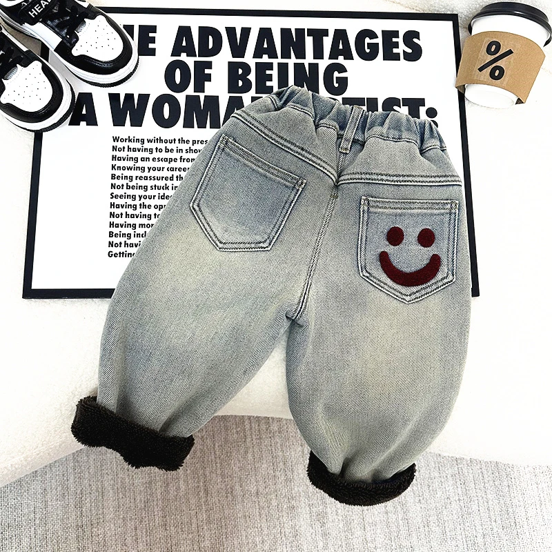 男童加绒牛仔裤子新款儿童韩版冬装中小童炸街宝宝冬季休闲长裤潮