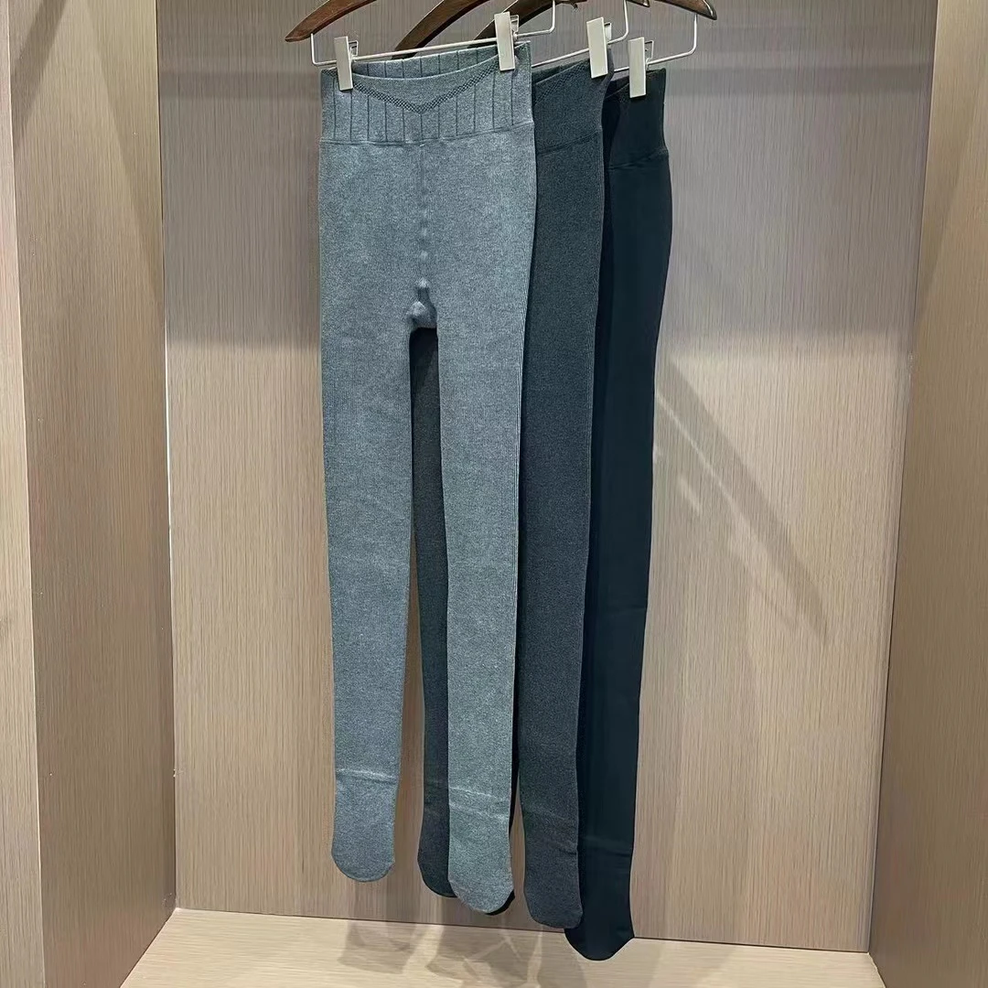 YD1654 CLD日本厚家连脚四色竖条纹加厚打底裤