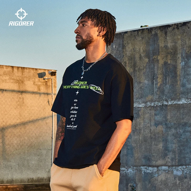 准者纯棉花卉短袖T恤2025夏新款男美式宽松投篮运动透气上衣半袖