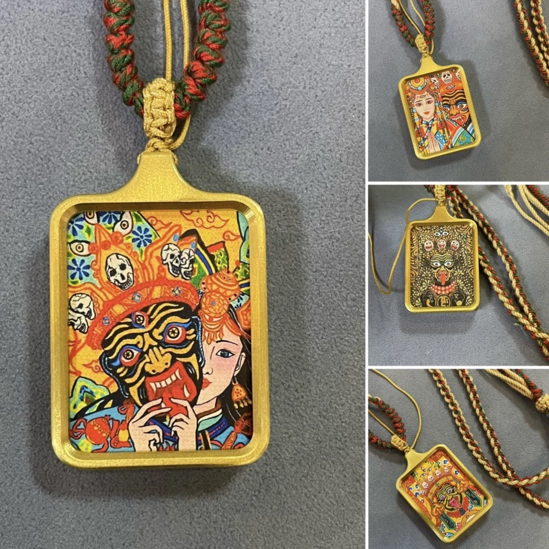铜项链 纯铜不掉色女款小号唐卡佛牌吊坠十二生肖守护神唐卡吊坠
