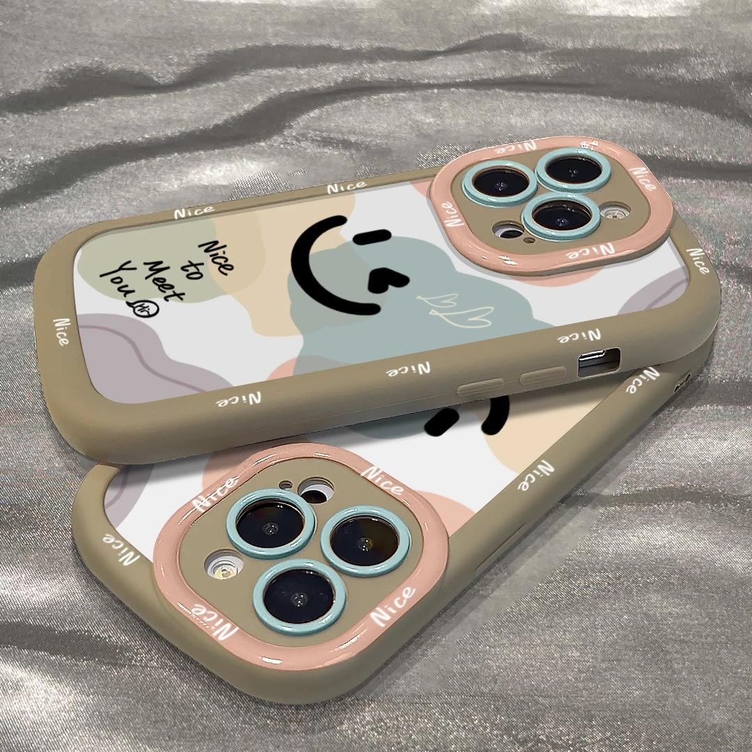 色块笑脸适用苹果15ProMax手机壳iPhone14/13/12/11泡芙壳xs/xr软