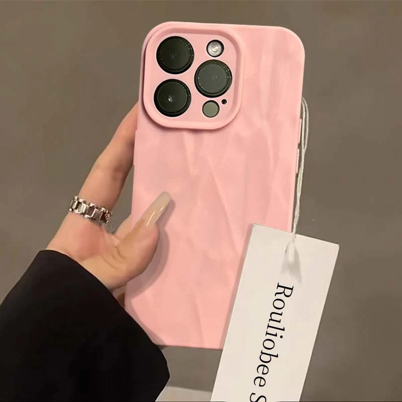 ins简约高级褶皱苹果14手机壳iphone15promax小众11软12/13创意