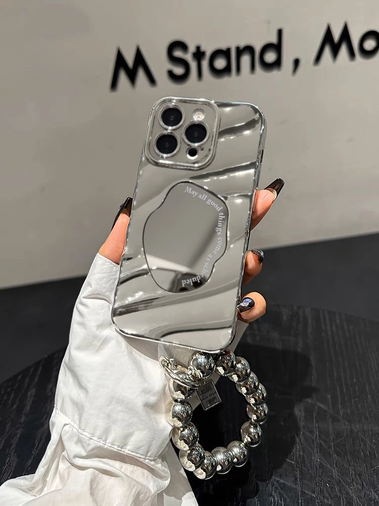 水波纹镜子苹果14手机壳iphone13高级11promax电镀15pro电镀镜子