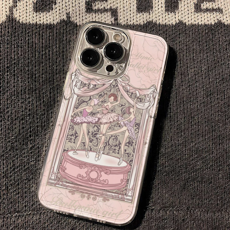 粉芭蕾女孩适用苹果14/13手机壳iPhone15promax12全包11透明xs/xr
