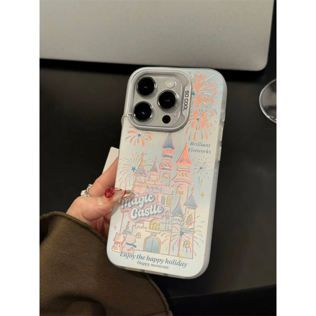 璀璨烟花城堡适用苹果15/14promax手机壳iphone13/12全包11软壳女