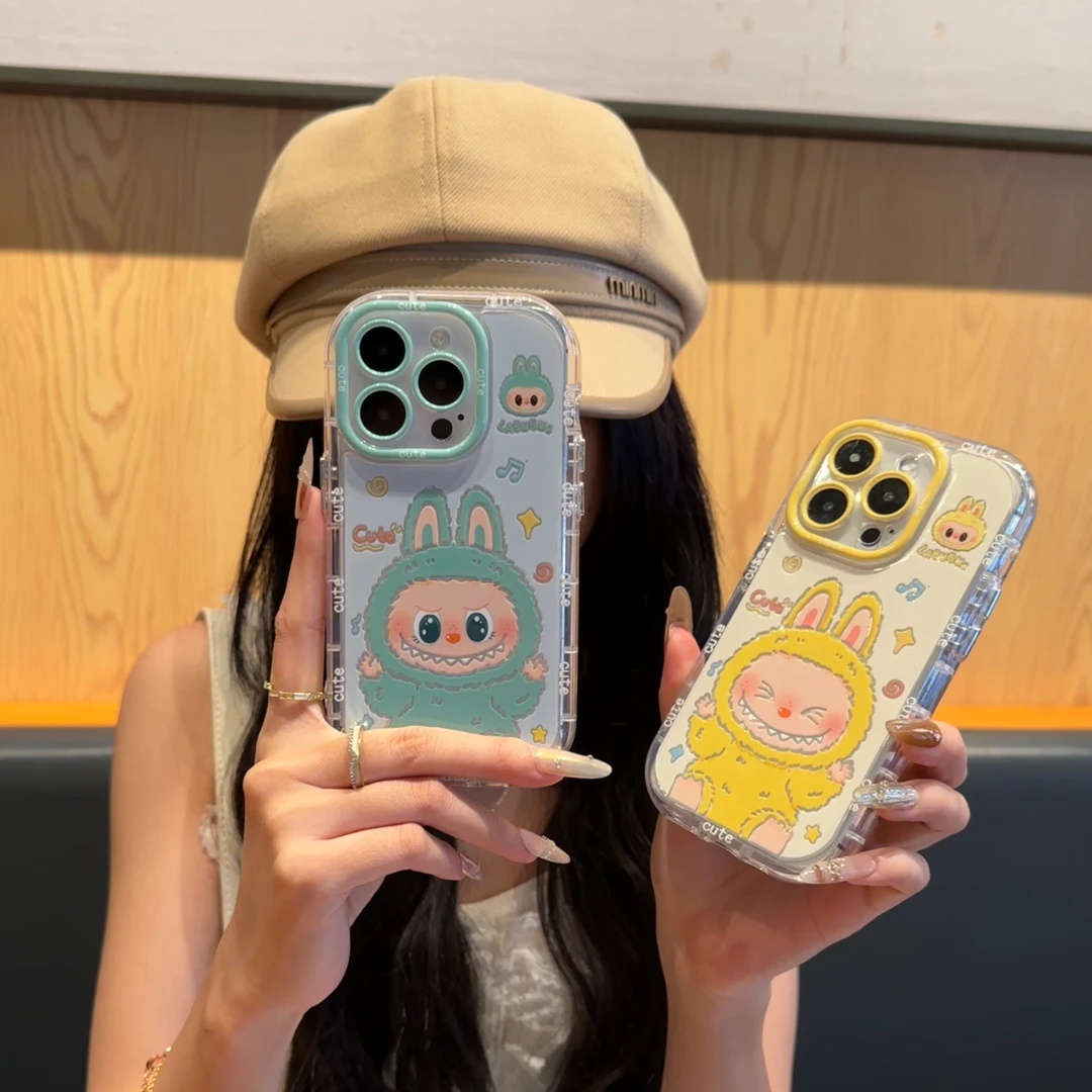 ins卡通拉布光油适用苹果16/15泡芙手机壳iPhone13/14可爱12/11套