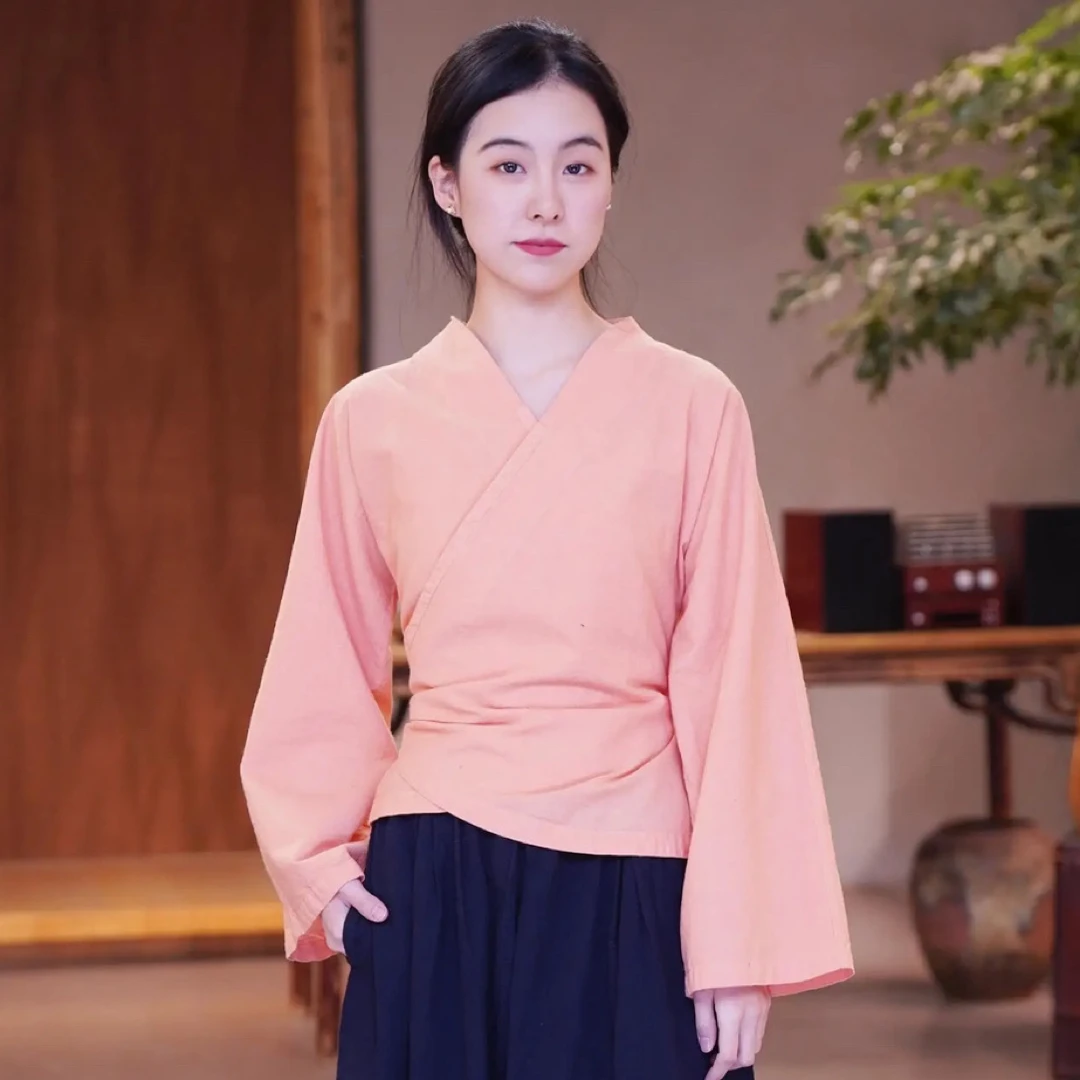 照本堂经典汉服款斜襟系带裾长衣W12253