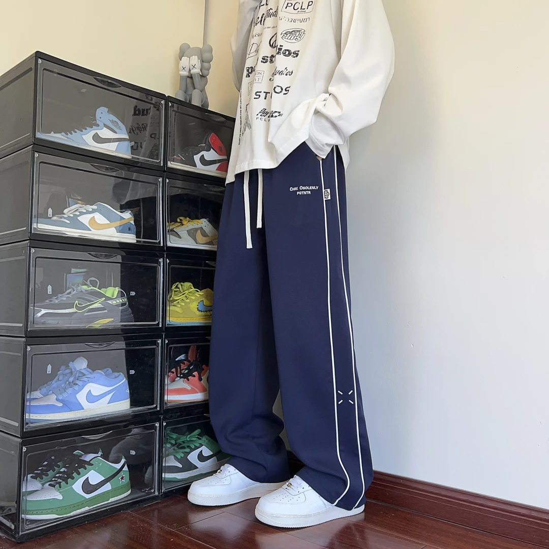 纪珀汀垂感裤子男生2024新款直筒运动裤秋季宽松休闲长裤CK35224