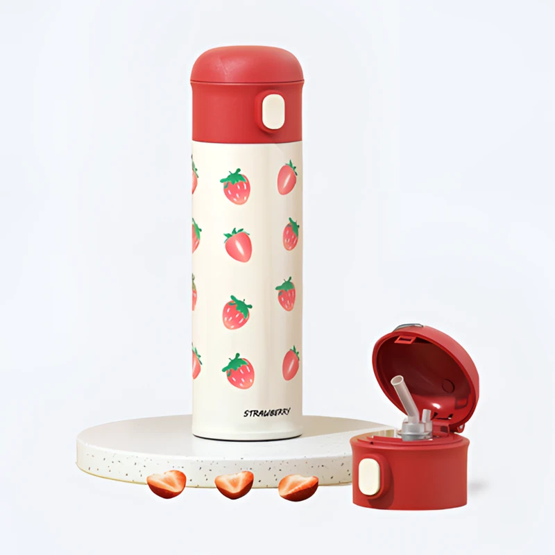 女神节精美吸管水杯时尚高颜值弹盖保温杯成人直饮杯便捷车载杯子