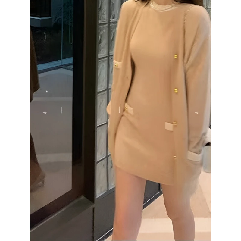 【格林小香】宝藏衣橱上新秋小香风针织开衫连衣裙套装
