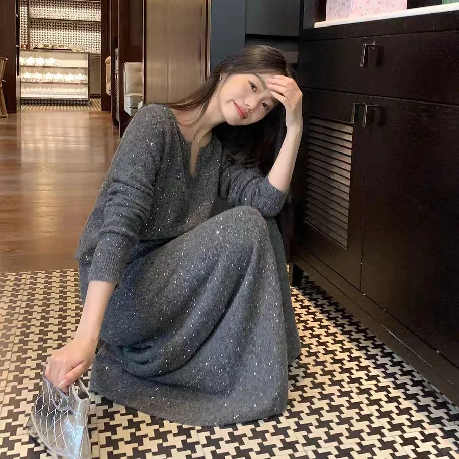 针织套装秋冬高级感精致洋气收腰毛衣两件套显瘦裙【运补6-8元】