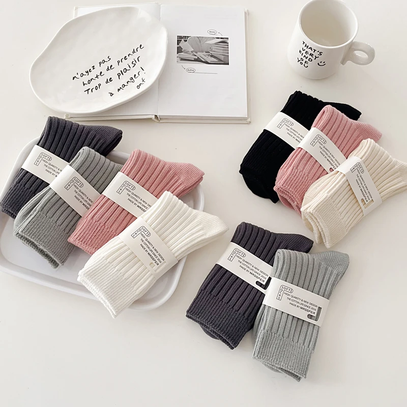 诸暨袜子女纯棉防臭中筒袜加厚保暖外穿粗线长筒袜子东大门ins潮