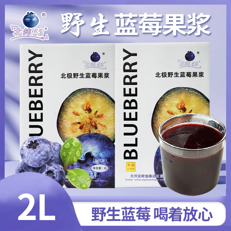 北纬52度野生蓝莓浓缩汁大兴安岭5倍浓缩2L商用水龙头装