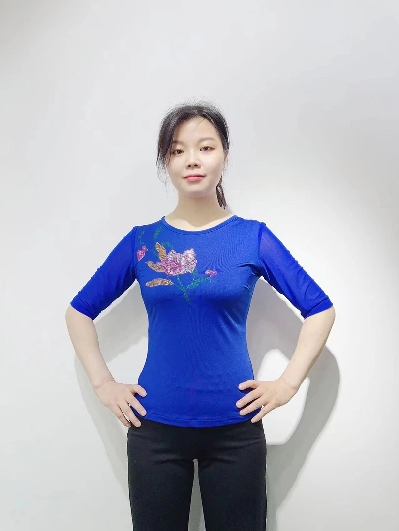 曦姿舞 广场舞 三步踩  简约风舞蹈衣101上衣