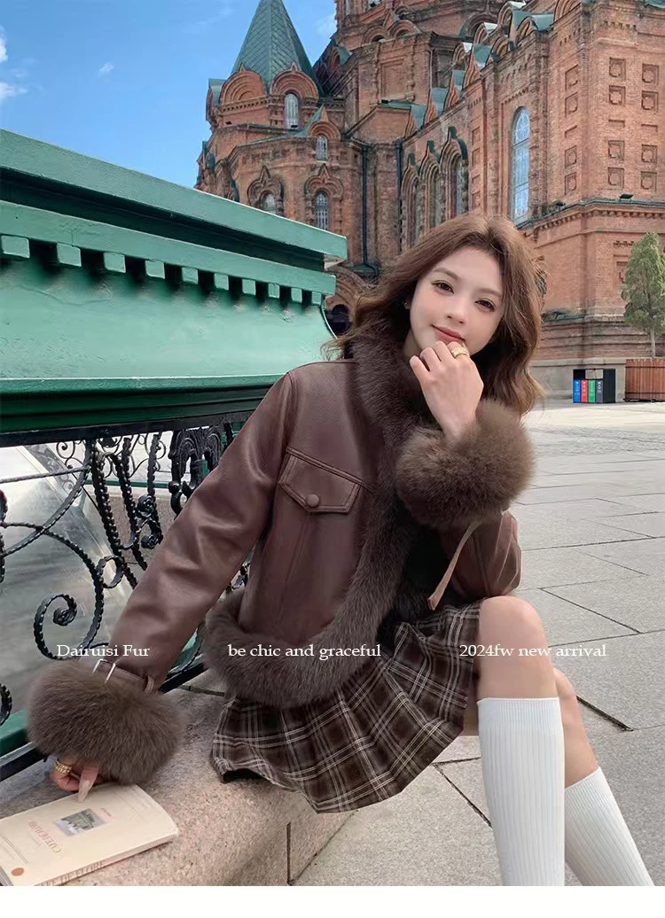 冬季新款狐狸毛皮草鹅绒服通拍链接
