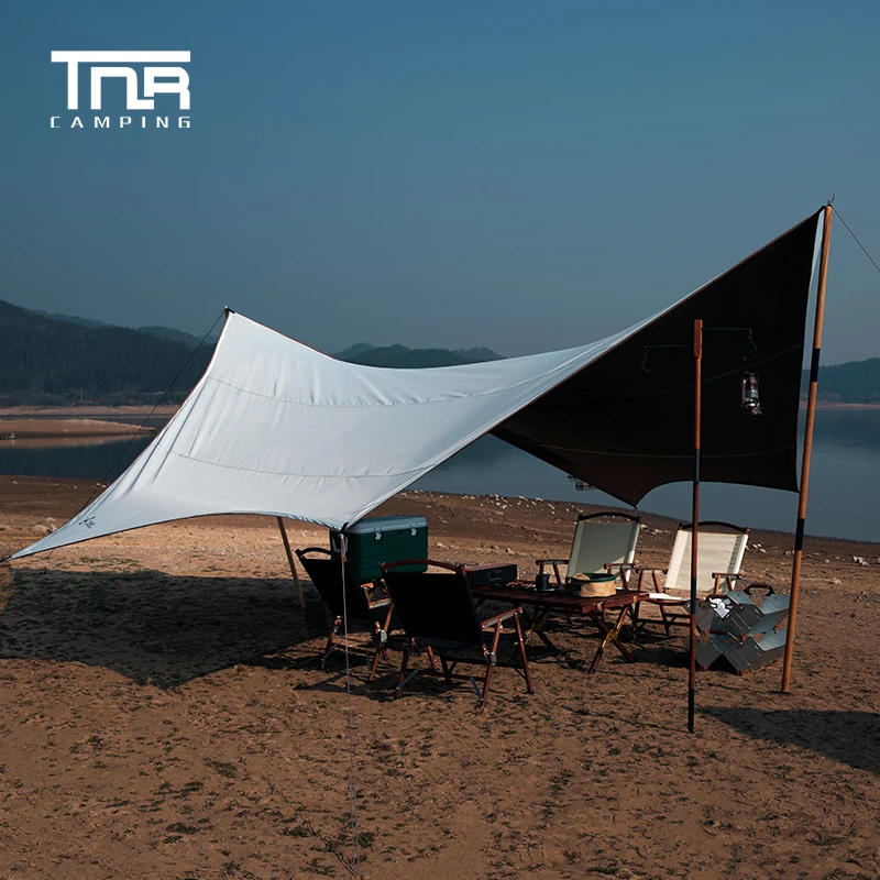 清仓TNR六角黑胶天幕户外露营帐篷遮阳野营野餐防雨防晒凉棚车载