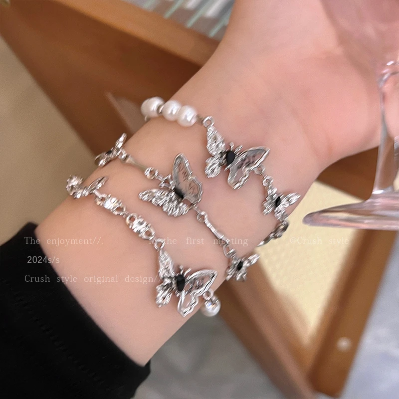 铜合金手链 新中式字画蝴蝶手链小众设计感国风手串新款高级手饰