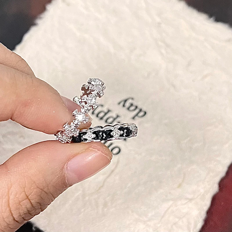 铜合金合成锆石戒指 LDLC甜酷皮质缠绕开口戒女款小众素圈戒YU278