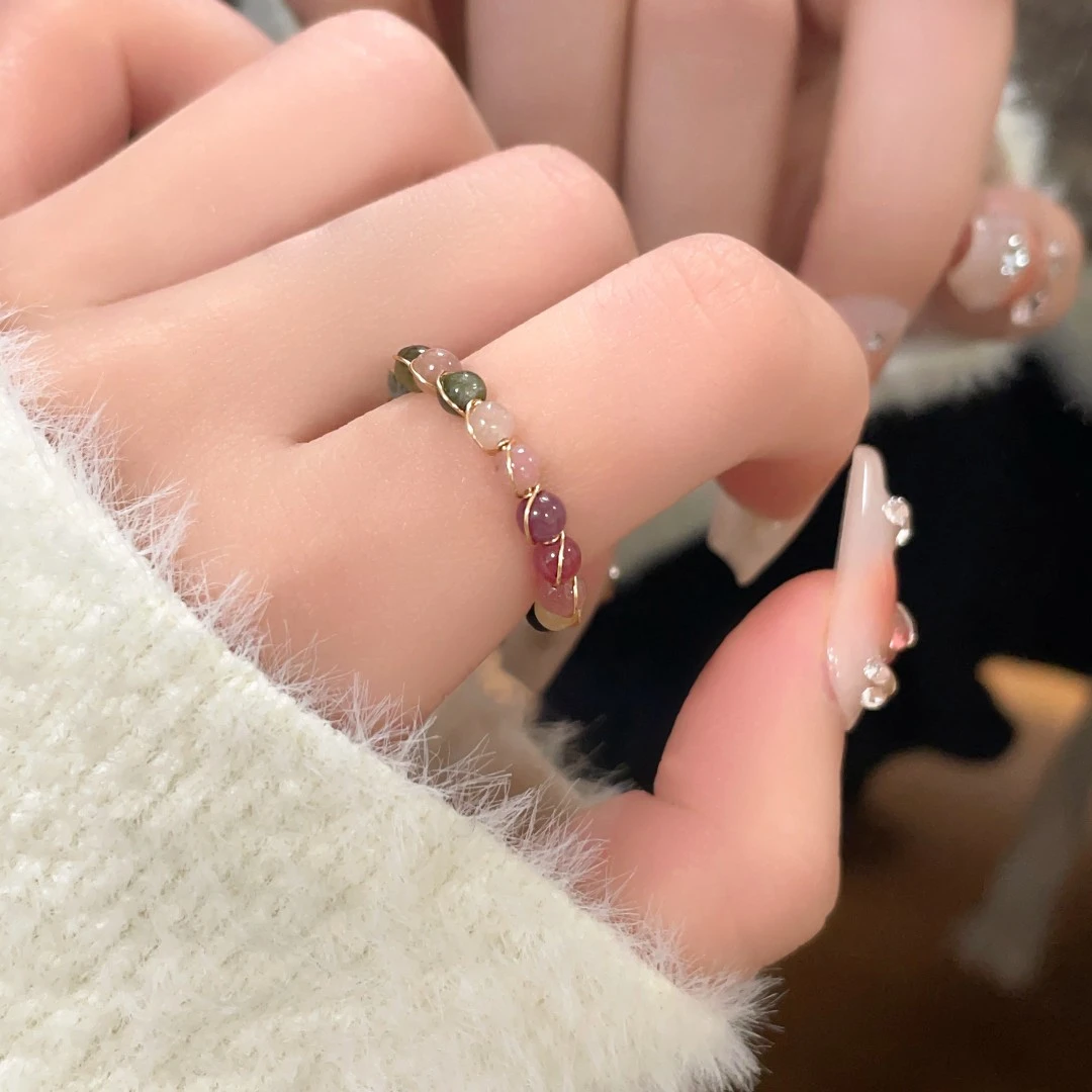 铜合金戒指 LDLC复古彩色气质小众设计食指戒时尚个性指环