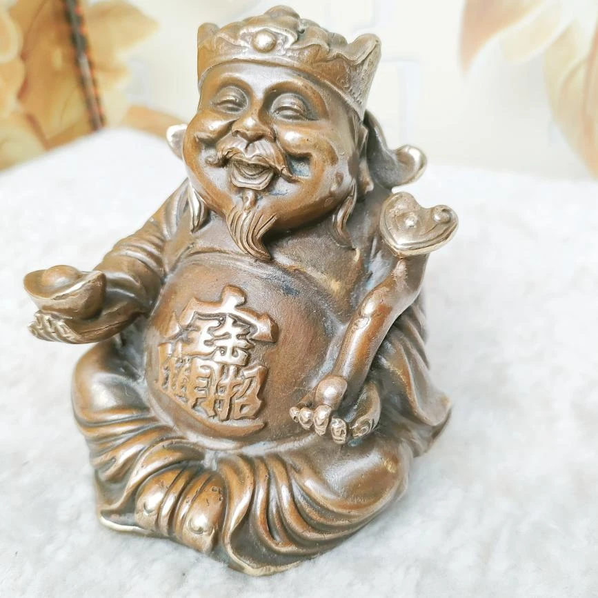 精工铜制老翁办公室博古架客厅茶几电视柜摆件