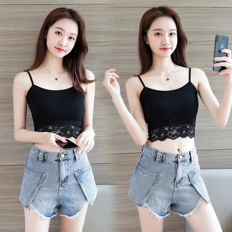 防走光小吊带背心女士短款上衣春夏季无袖内搭黑白色外穿打底衫潮