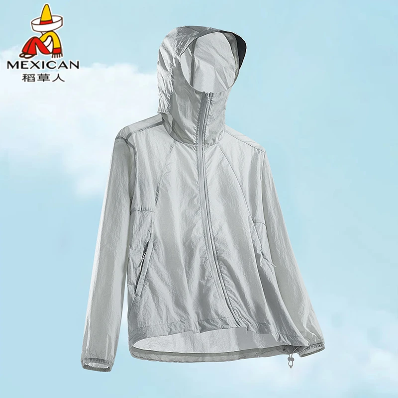 稻草人夏季2025新款男士冰丝防晒衣轻薄款户外钓鱼连帽防晒服外套
