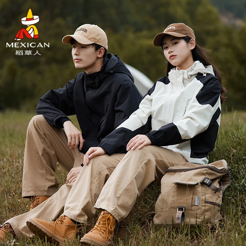 稻草人山系户外冲锋衣男款女外套三合一秋冬季加绒加厚爬山登山服