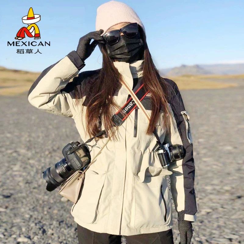 稻草人三合一可拆卸冲锋衣男女情侣外套户外进西藏爬山滑雪登山服