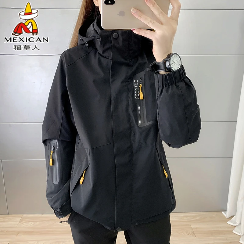 稻草人春秋季男女冲锋衣外套2025新款三合一可拆卸户外爬山登山服