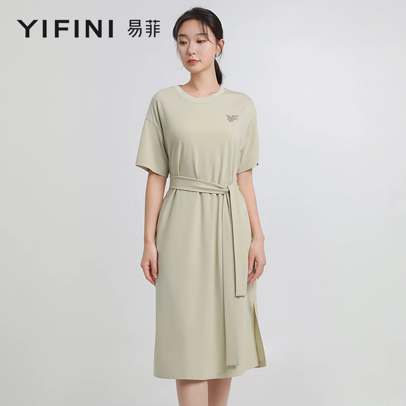 【Yifini】夏季新款宽松休闲时尚H版型简约气质连衣裙B06Y1725