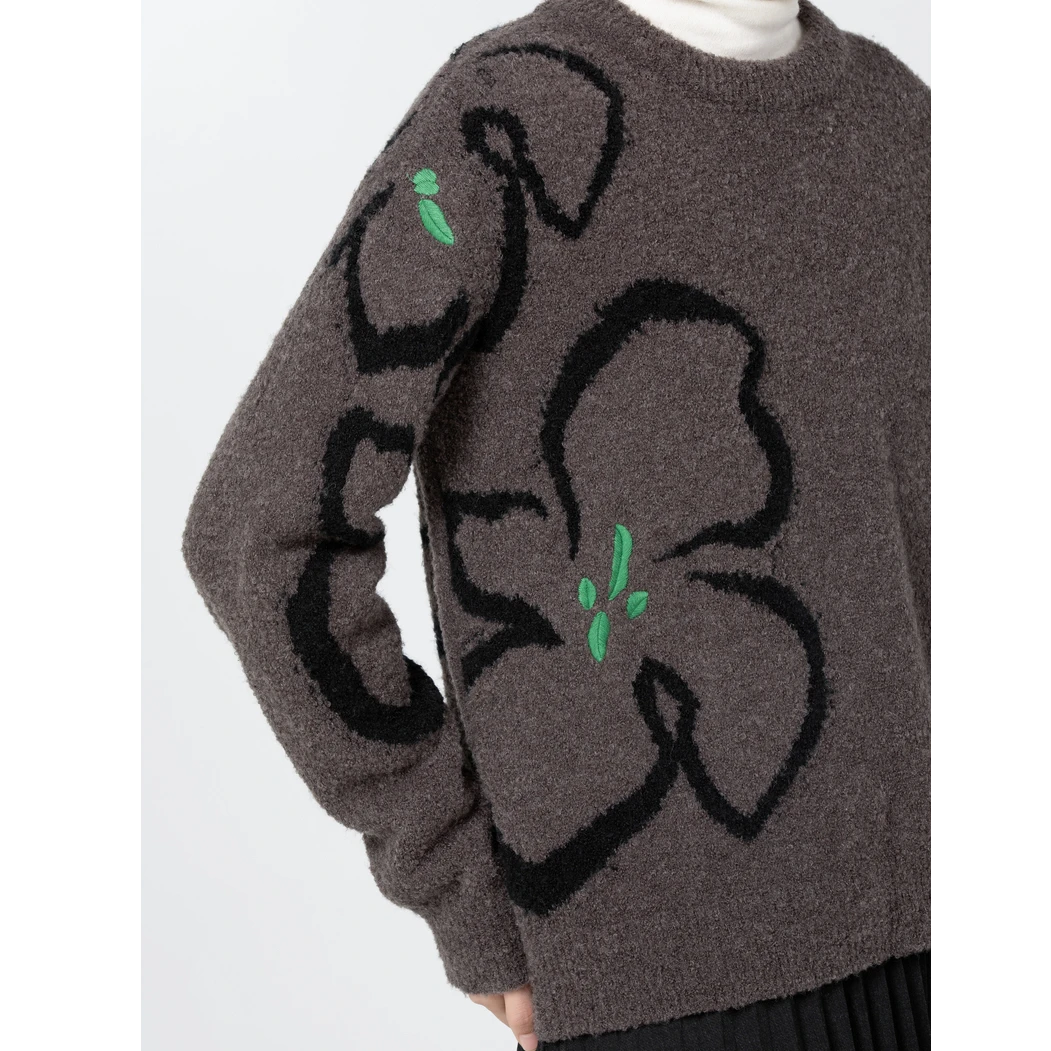 【Yifini】羊毛混纺保暖毛衫新款百搭套头针织衫B11M3956