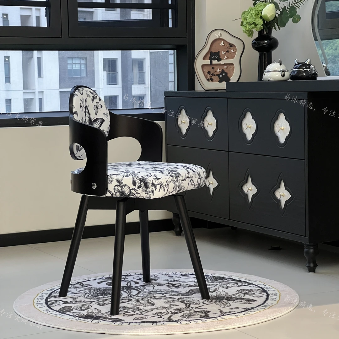 家用复古轻奢北欧风360旋转椅可当餐椅学习椅子化妆椅子通用款