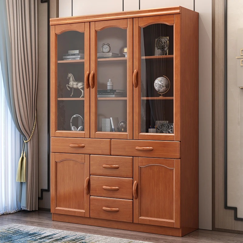 实木家用落地储物柜书橱实木书柜柜子客厅防尘特价厂家直销书架