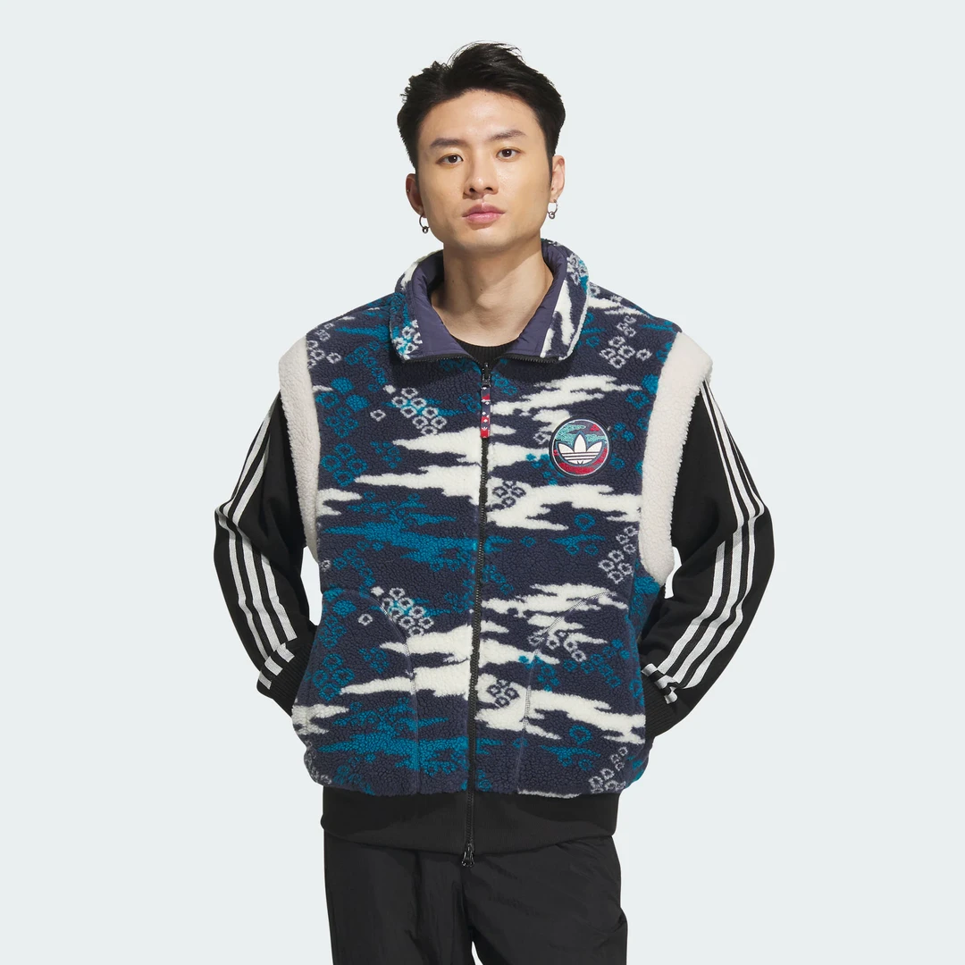 【优价】adidas/阿迪达斯FEIFEI RUAN联名款秋穿仿羊羔绒马甲IX4218