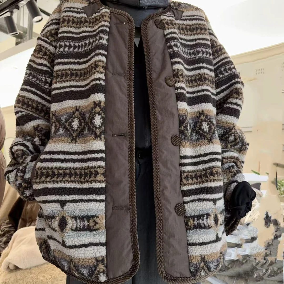 复古加棉摇粒绒英伦风毛毛保暖外套