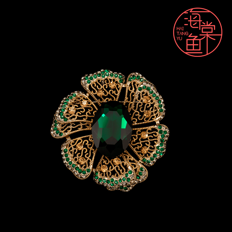 锌合金胸针 FL726富贵翠色宫廷胸针