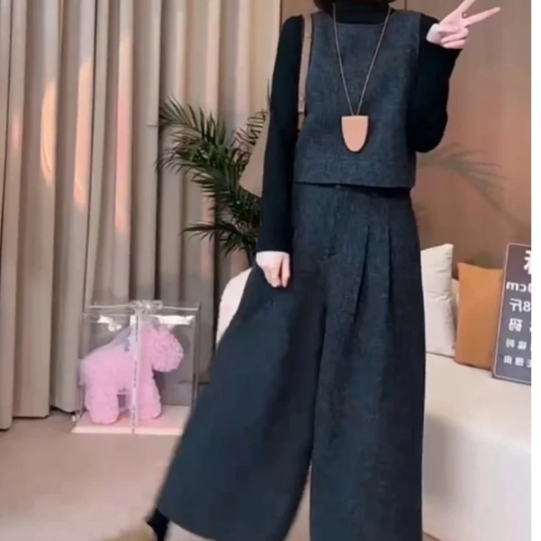 新款时尚洋气气质马甲阔腿裤女装1