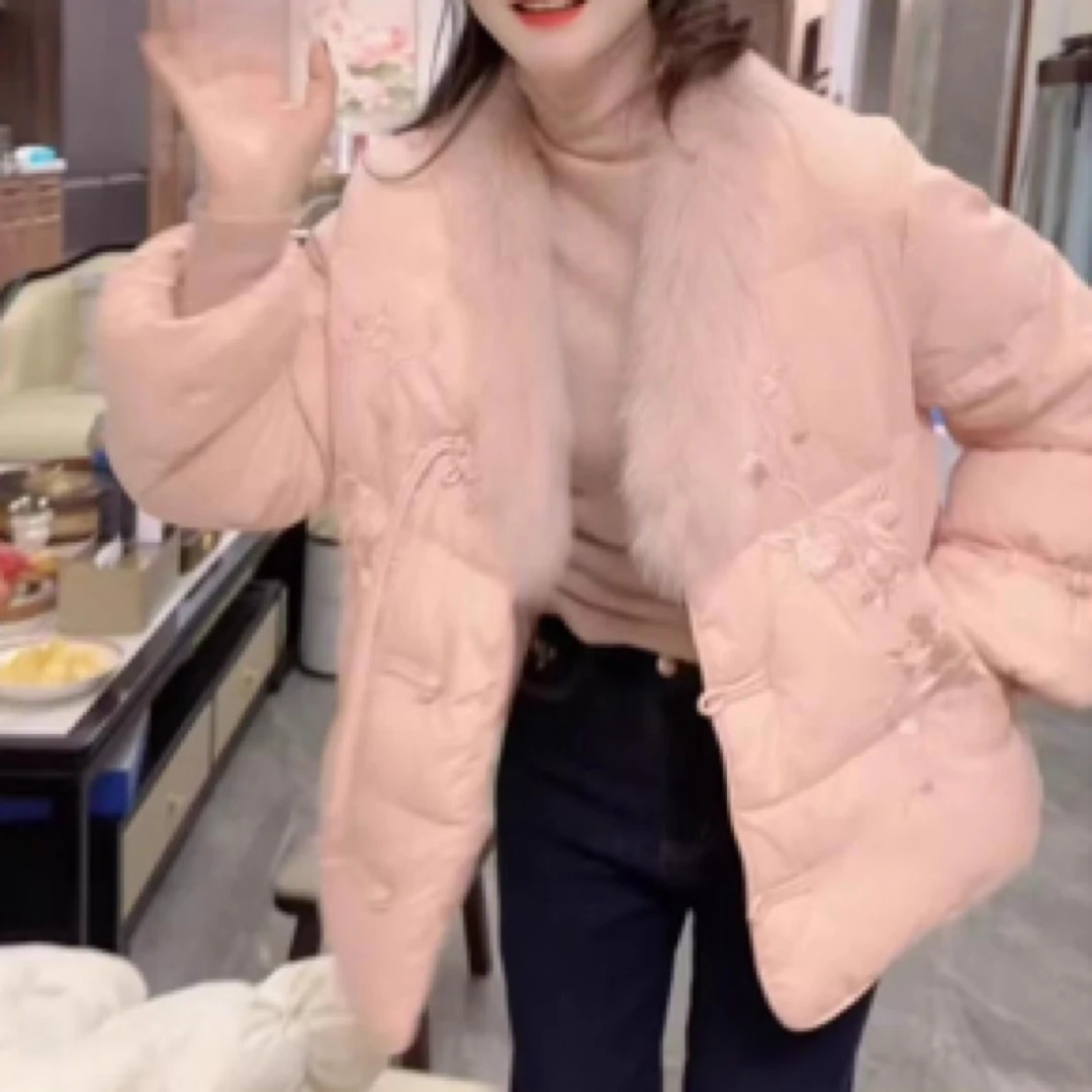 冬季新款加厚保暖立领气质国风盘扣外套