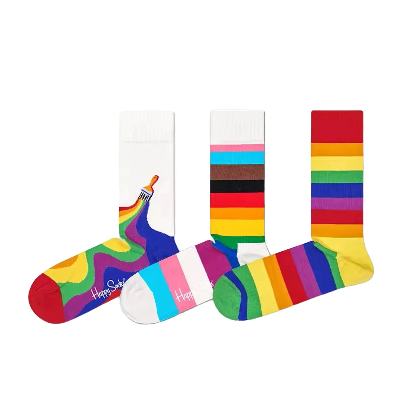 H袜子女透气防臭条纹波点图案中筒袜明星同款ins潮袜
