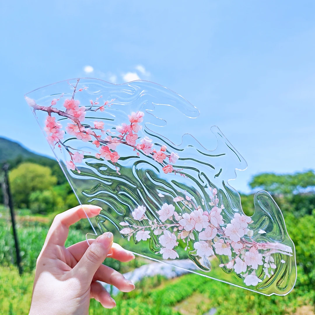 水扇新款图案手工古风汉服配饰旗袍马面裙国风头饰发饰发夹花环