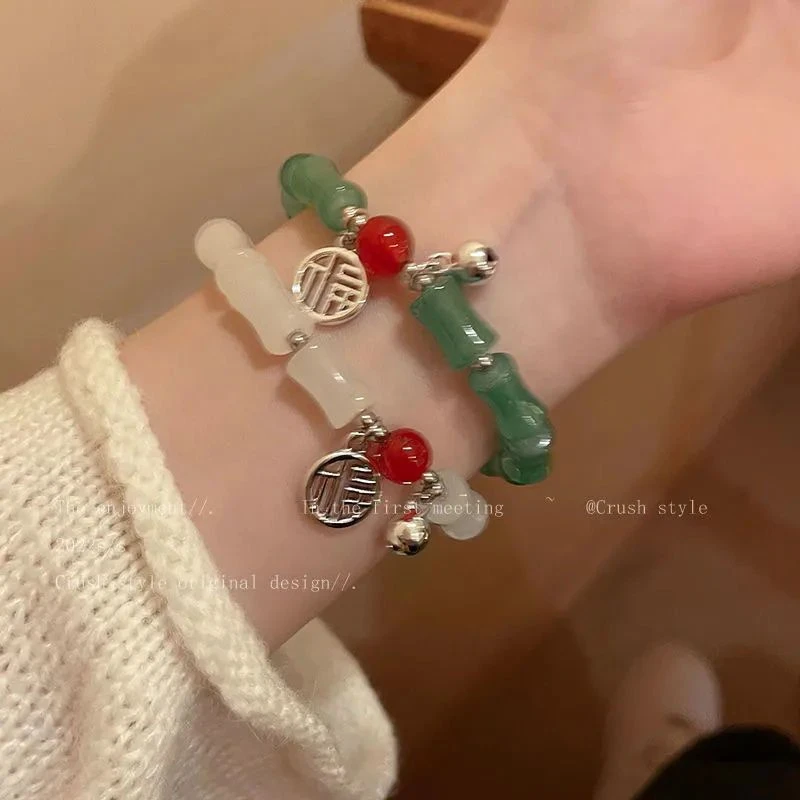 新中式高颜值竹节福牌手链女生ins小众设计感复古手串网红手饰古