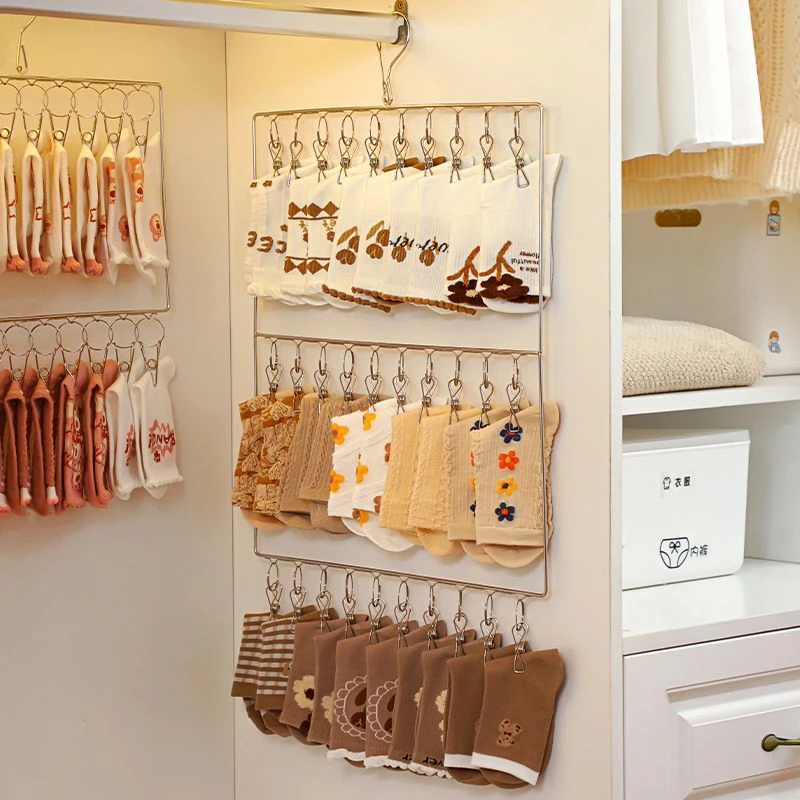 晒袜子神器阳台多夹子晾衣袜架宿舍衣柜袜子收纳架免打孔挂钩袜架