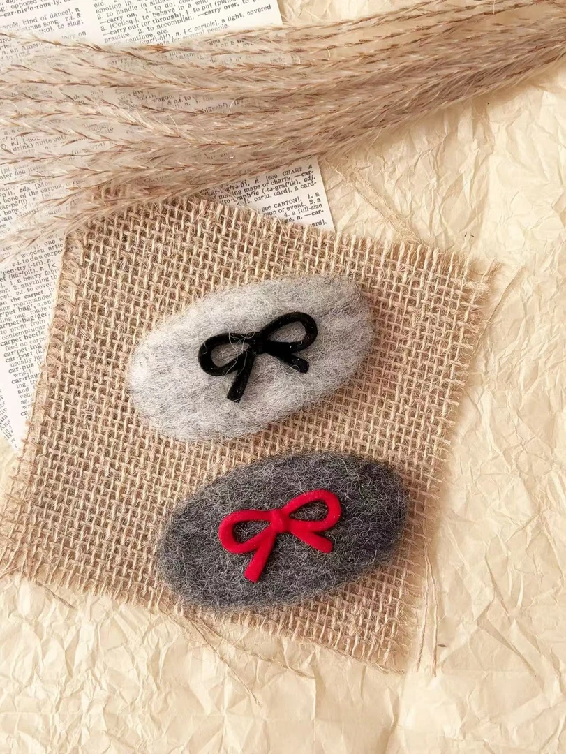 东大门绒绒可爱甜美蝴蝶结发夹边夹A57