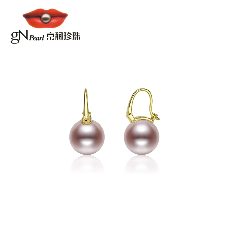 【优选】京润珍珠绮欢925银淡水有核珍珠耳环粉紫色圆形/多样性发货