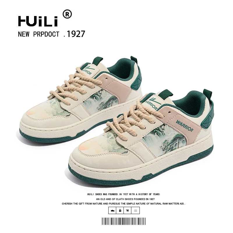 Warrior/回力旭日东升油画板鞋女2023年春季爆款休闲百搭运动鞋子