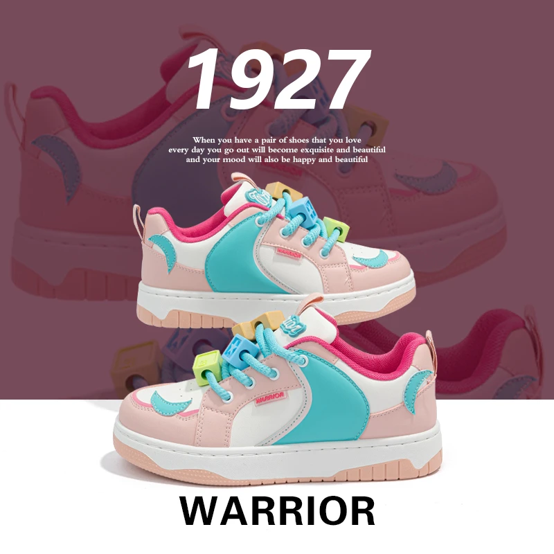 Warrior/回力回力积木粉情侣鞋2023新款秋季面包鞋小众原创板鞋子