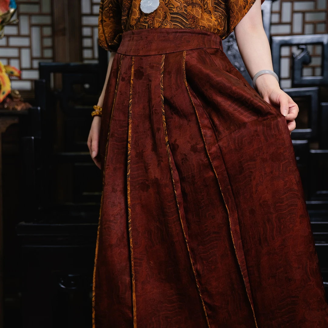 【福寿绵延】江崖海水纹双面穿半裙 C347118