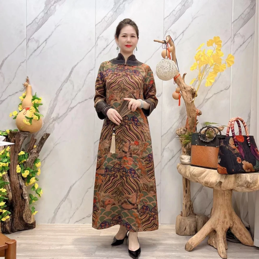 祥安姿服饰香云纱显瘦气质【七彩海纳百川】古法工艺香云纱C367128