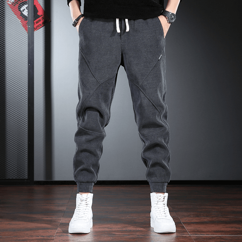 DZND高端灯芯绒裤子男潮牌宽松束脚裤2022春秋季加绒休闲裤男卫裤